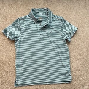 Vineyard Vines Aqua and White Polo Shirt